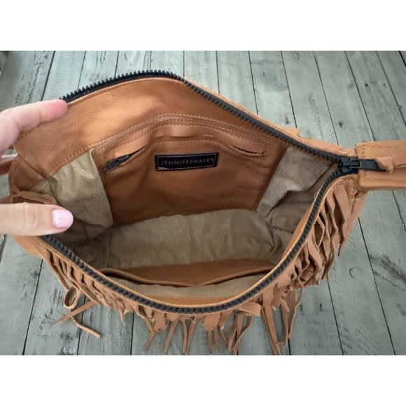 Jennifer Haley Brown Leather Fringe Clutch Bag - Picture 3 of 3